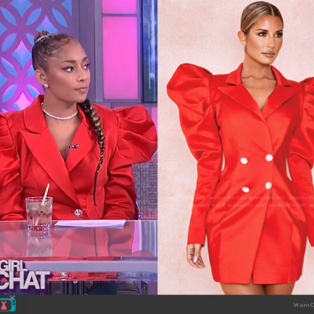HOUSE OF CB 'Esther' Red Exaggerated Sleeve Tux Dress - Picture 9 of 13